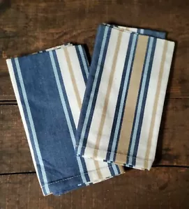 Cloth Napkins Set of 2 Navy Beige Ivory Stripe Yacht Club Park Designs Coastal - Picture 1 of 2