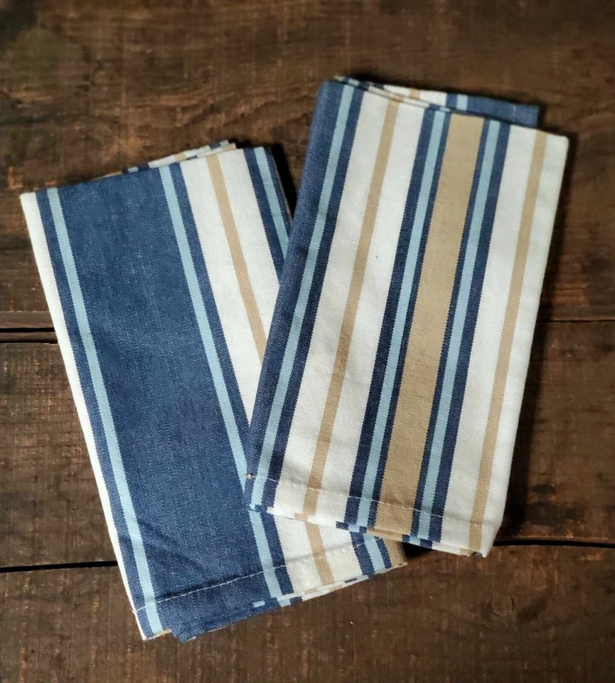 Комплект тканевых салфеток из 2 темно-бежевых полосок цвета слоновой кости дизайн для яхт-клуба парка прибрежный - Изображение 1 из 2
