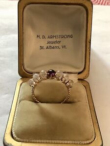 Antique Victorian 10K Rose Gold MOONSTONE AMETHYST TWIST BAND ETERNITY RING