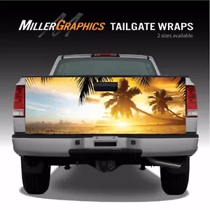 Beach Sunset Palm Trees Ocean Truck Tailgate Vinyl Graphic Decal Wrap - Picture 1 of 1