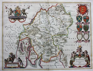 WESTMORLAND, 'WESTMORIA COMITATUS', original antique county map, J Blaeu, c.1648 - Picture 1 of 9