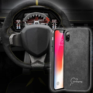 Alcantara Wildleder Back Case Ultra Dünn für Apple iPhone X, XR, Xs, Max, 7/8, Plus - Bild 1 von 11