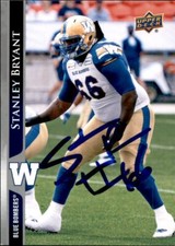 Stanley Bryant Signed 2021 Upper Deck CFL Football card Winnipeg Blue Bombers