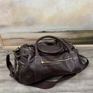 Mark & Graham Harvey Leather Overnighter Men Luxury Duffel Bag Espresso Flaws OB - Picture 1 of 14