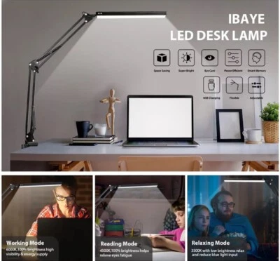 Eye Caring Dimmable Swing Arms LED Desk Light For Study Reading Work - USB 5V - Image 1 of 4