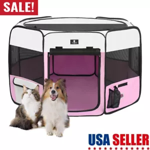 Dog Playpen Portable Pet Play Pens Puppies Cat Rabbit Chicks Foldable Exercise - Picture 1 of 6