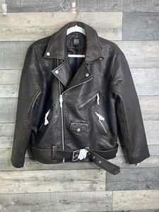 Chaqueta de motociclista Urban Outfitters BDG de cuero sintético XXS marrón negra de gran tamaño informal - Imagen 1 de 9