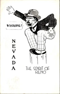Whoopie Spirit of Reno Drunk Man Jumping Nevada Postcard PM 1947 to Anaconda MT - Picture 1 of 2