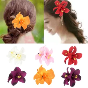 Women Thai Orchid Flower Hair Clip Headpieces Travel Artificial Flower Barrette‹ - Picture 1 of 17