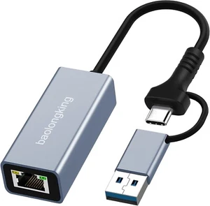 USB 3.0 zu Ethernet Adapter mit USB C zu RJ45 Gigabit LAN 1000Mbps Kabelgebunden - Bild 1 von 9
