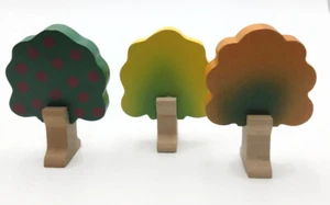 Thomas & Friends 3 SEASONAL TREES Vintage 1994 Thin Narrow Trunk Wooden Railway - Picture 1 of 7
