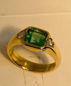 Smaragd Ring 750 Gold mit 1,60ct Smaragd Solitär und 0,24ct Brillant - Bild 1 von 9