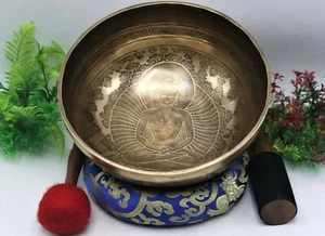 10" handmade Mantra singing bowl, Himalayan bowl made in Nepal, meditation, yoga - Picture 1 of 5