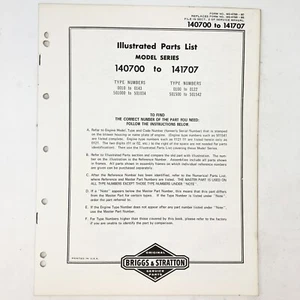 Vintage 1973 Briggs & Stratton 141700-141707 Illustrated Parts List - Picture 1 of 2
