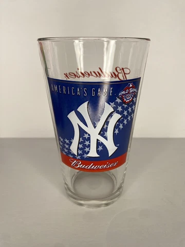 Vintage NEW YORK YANKEES Cup 2001 Budweiser Beer Glass World Series NEW Cover