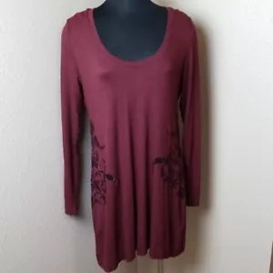 Soft Surroundings Maroon Tunic Long Sleeve Size Medium M - Picture 1 of 6