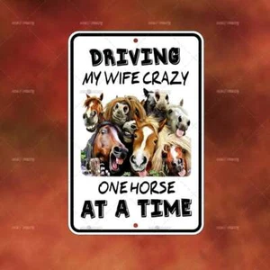 Driving Wife Crazy Horse II Metal Sign Home room wall art gift decor funny A2930 - Picture 1 of 1