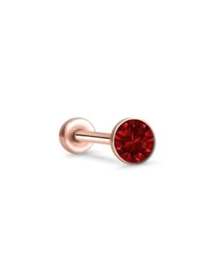 Threadless Labret Nose Ring Monroe Push Pin Stud Rose Gold Steel 2.5mm CZ - Image 1 of 2