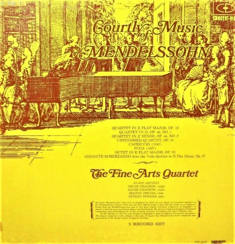 A32 The Fine Arts Quartet: The Courtly Music Of Mendelssohn -  MP1505 3 LP Set - Image 1 of 1