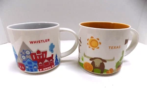 Set of 2 Starbucks YOU ARE HERE Coffee Mugs TEXAS & WHISTLER B.C. Series 14oz - Picture 1 of 14