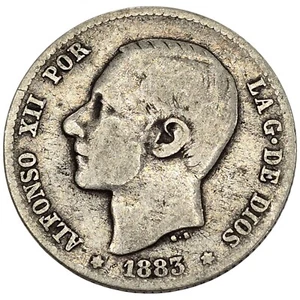ESPAÑA. ALFONSO XII. 1 PESETA. MSM. 1883. - Imagen 1 de 2