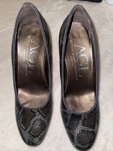 AGL Snakeskin Embossed Classic Heels Shoes SZ 36 1/2 EU / 5.5 US - Picture 1 of 11