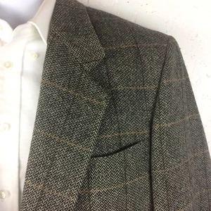 Hart Schaffner & Marx braun schwarz kariert Fischgrät 42R Herren Blazer 100% Wolle - Bild 1 von 10