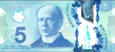 Canada Uncirculated Banknote 5 Dollars 2013 Polymer Wifrid Laurier. Canadian CAD - Image 1 of 2