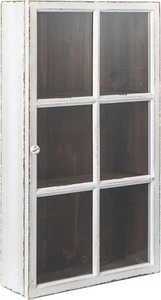 Antique White Wood Wall 3 Shelves Cabinet - Picture 1 of 11