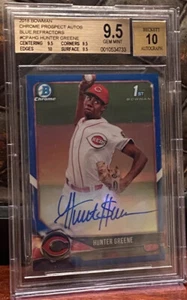 2018 Bowman Chrome Hunter Greene Blue Refractor Auto /150 BGS 9.5 W/10 Auto - Picture 1 of 3
