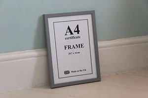 Grey A4 Certificate Wooden Frame  - Picture 1 of 2