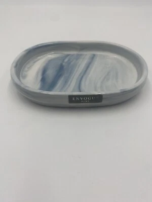 Envogue Home Marbled Ceramic Bathroom soap dish blue and white - Image 1 of 4