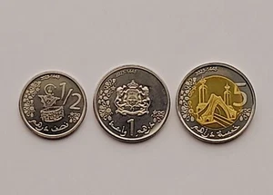 Marokko Kursmünzensatz 3 Stück 1/2, 1, 5 Dirham 2023-2024 UNC - Bild 1 von 2