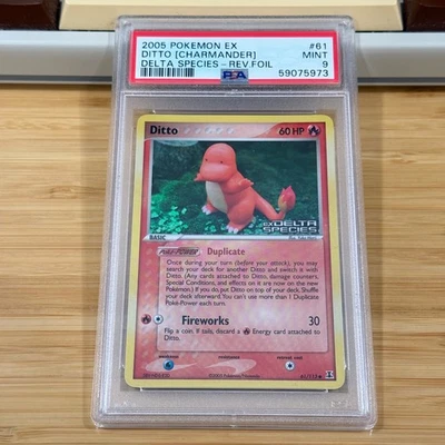 2005 Pokemon Ex Delta Species Rev. Foil 61 Ditto Charmander PSA 9 Mint reverse - Image 1 of 4