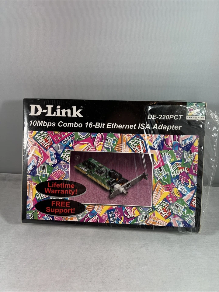 D-Link DE-220PCT 10Mbps Combo 16-Bit Ethernet ISA Lan Adapter New Sealed Read - Image 1 of 4