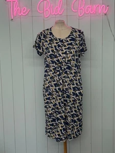 Adini Dress Size Large Ladies Blue Mustard Floral Casual Pockets Tunic Viscose - Picture 1 of 5