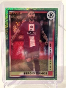 2022-23 Topps Merlin cromo neón verde brillo refractor Sergio Ramos #106 #/350 - Imagen 1 de 2