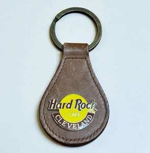 Vintage Hard Rock Cafe Schlüsselanhänger Cleveland Ohio jetzt geschlossen braun Leder Key Fob - Bild 1 von 5