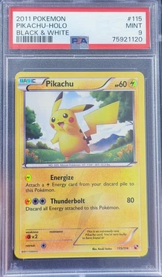 Pikachu 115/114 Black & White Holo Secret Rare Pokemon PSA 9 - Image 1 of 2