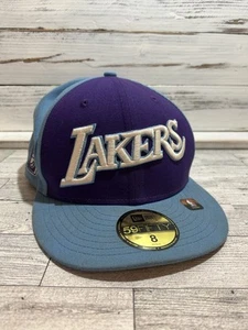 Los Angeles Lakers NBA New Era 59Fifty Purple/Blue City Edition Fitted Hat/Cap 8 - Afbeelding 1 van 9