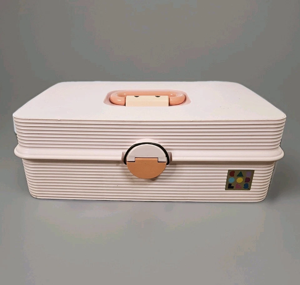 Vtg 90's Caboodles Of California 2410 Pink Peach Large 3 Tier Make Up Case - Image 1 of 4