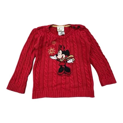 Disney Store Minnie Mouse Navidad Cable Tejido Suéter Niñas Talla XS 4 Rojo Invierno Foto 1 de 4