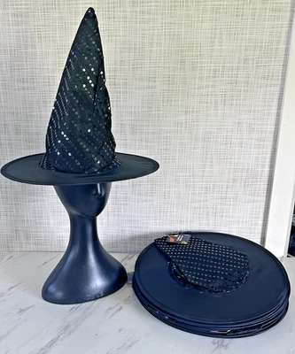 Halloween Black Sequins Witch Hats Costume Accessory Halloween Lot of 17 New! - Image 1 of 3