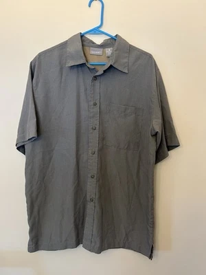 Quest Mens Button Up Short Sleeve Shirt M Blue Gray Plaid Casual - Image 1 of 4