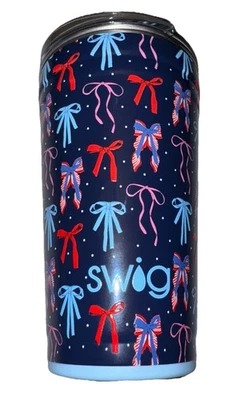 NEW Swig 24 OZ Party Cup Insulated Miss Independence USA Red Blue Ribbon Flag - Image 1 of 4