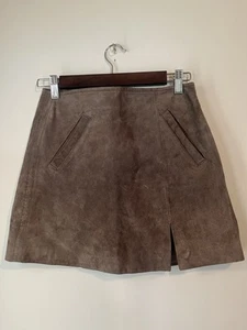 BLANKNYC Leder Minirock Damen Größe 26 Braun Reißverschluss hinten gefüttert Grunge - Bild 1 von 4