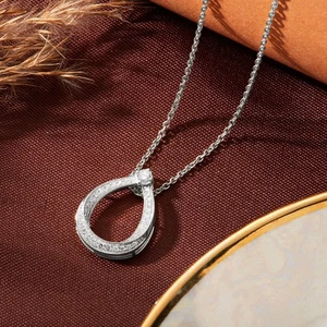 0.30Ct Round Lab Grown Diamond Teardrop Necklace 18" Women's 925 Sterling Silver - Picture 1 of 9