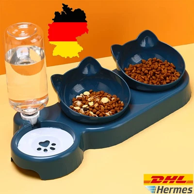 Petiora Katzen Napf 3-in-1 – Futter & Wasser Schale mit Trinkflasche - Bild 1 von 4