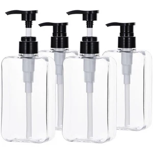 Pump Bottle Dispenser, 4 Pack 10oz 300ml Clear Refillable Shampoo and Conditi... - Picture 1 of 9