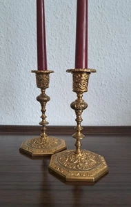  Paar Kerzenleuchter aus dem 19 Jahrhundert vergoldet signiert HH  - Bild 1 von 21